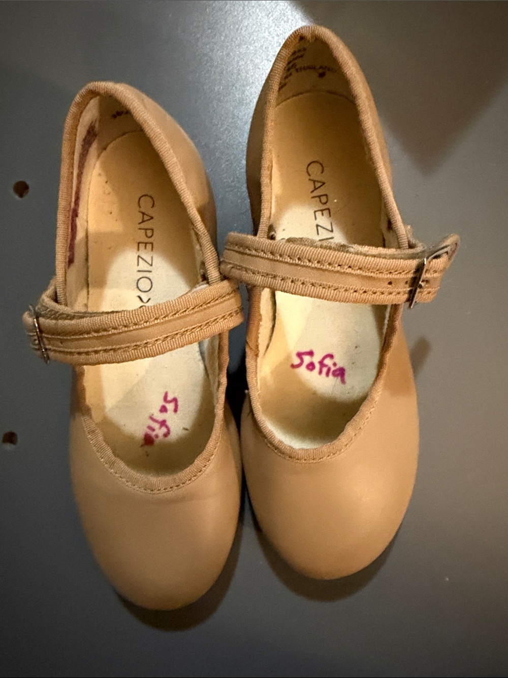 Capezio Girls' Tan Mary Jane Tap Shoes 12